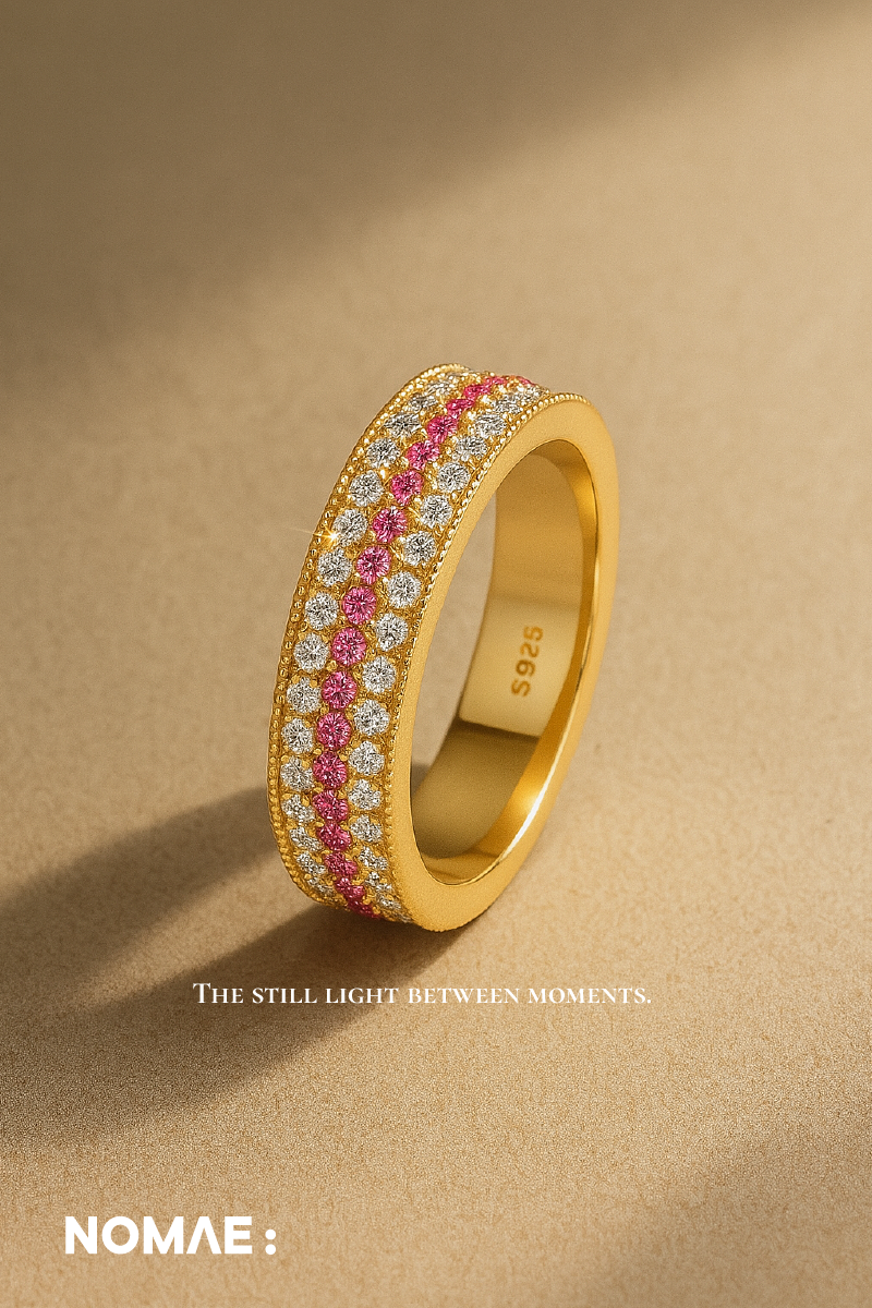 ORAE ECLAT RING | 925 Silver Gold-Plated Band with Pink & White CZ