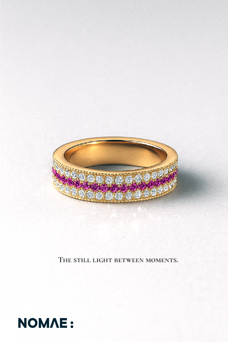 ORAE ECLAT RING | 925 Silver Gold-Plated Band with Pink & White CZ